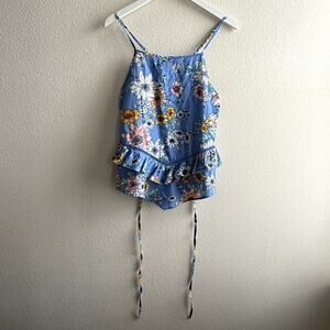 B.O.G Collective Floral Ruffle Tie- Back Top- Large